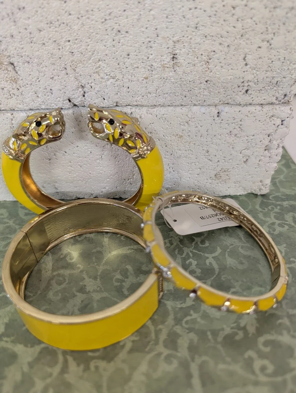 Bracelet Bundle Yellow Enamel Hinge Bangle Set (3) NWT Manluck